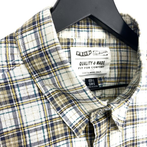VOLCOM Workwear Fit for Comfort Plaid Long Sleeve Button Up Shirt Size L - Picture 9 of 16